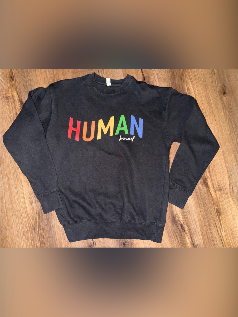 Black 'HUMAN' kind Rainbow Logo Crewneck Sweatshirt